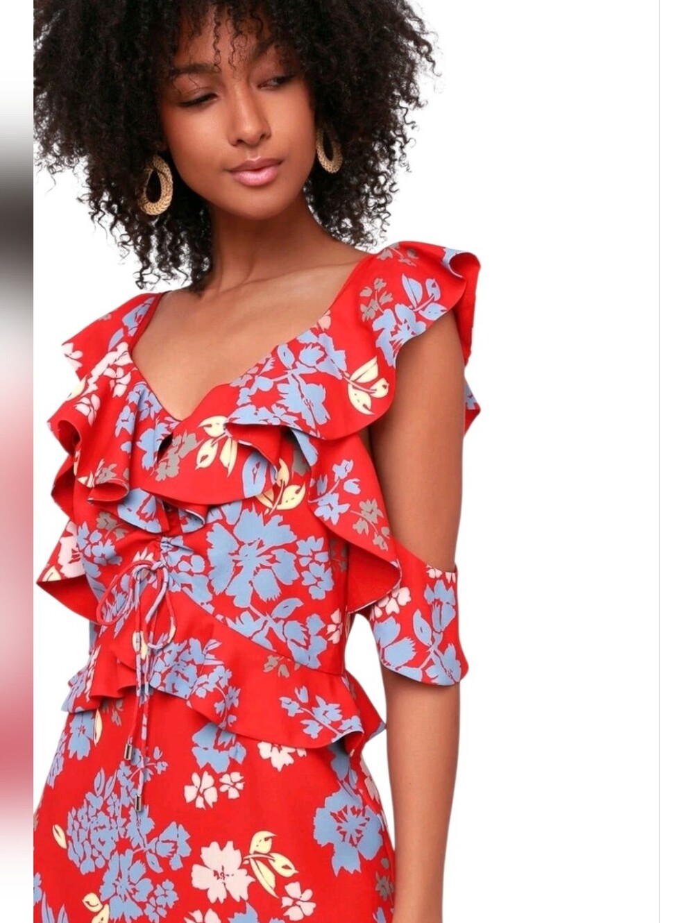 C/MEO Collective Red Floral Ruffled Mini Dress - Picture 3 of 12